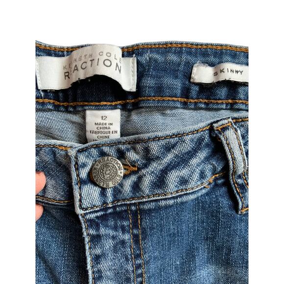 Kenneth Cole Reaction Womens Blue Distressed Skinny Denim Jeans Size 12 - Picture 3 of 7